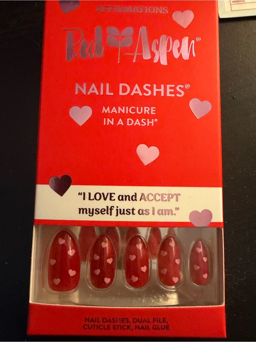 Red Aspen Valentine Heart Nail Dashes Press On Nails New